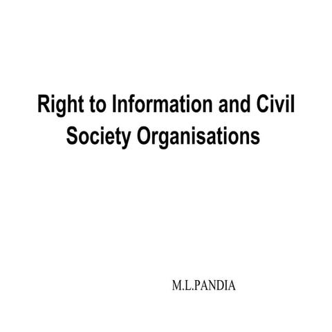 Right To Information And Civil Society Organisations