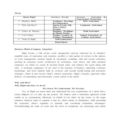 Rigid events profile