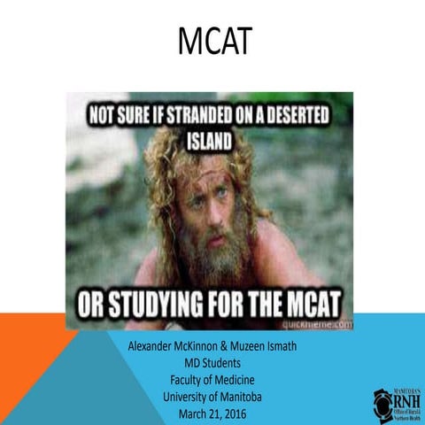 MMSRIG MCAT Presentation 2016