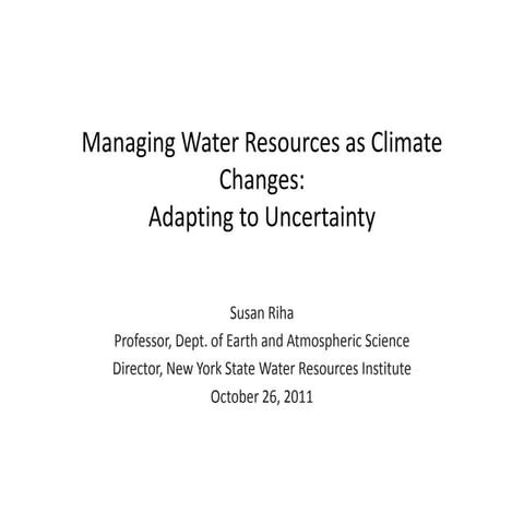 Managing Water Resources as Climate Changes | PPTX