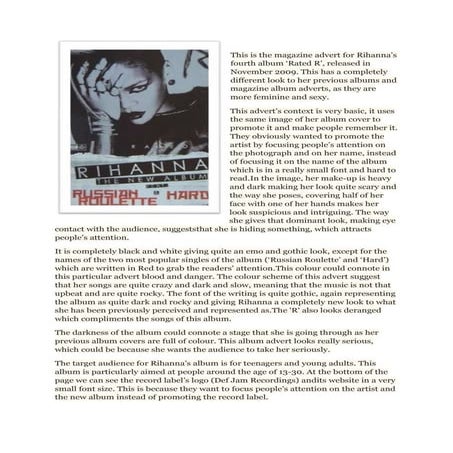 Rihanna album advert analysis