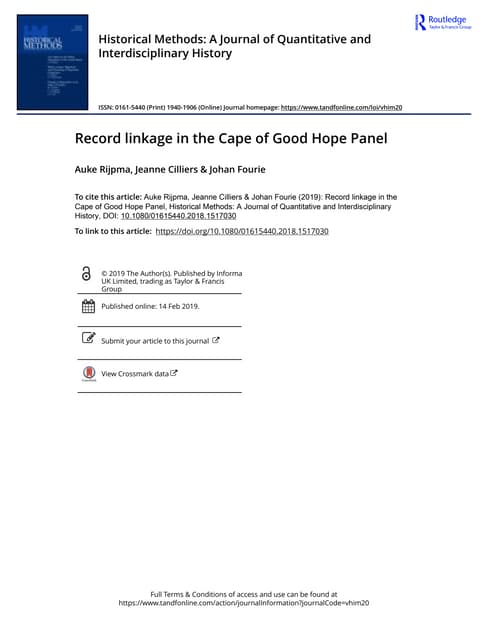 Rijpma et al.   2019 - record linkage in the cape of good hope panel