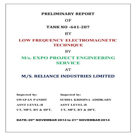 API-653 Tank Inspection Sample Report | PDF