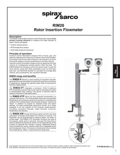 Rotor Insertion Flow Meter Technical Information
