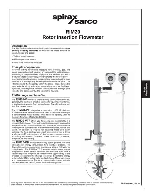 Rotor Insertion Flow Meter Technical Information