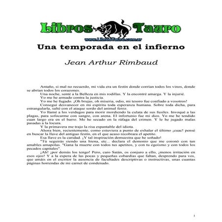 Rimbaud, arthur   una temporada en el infierno