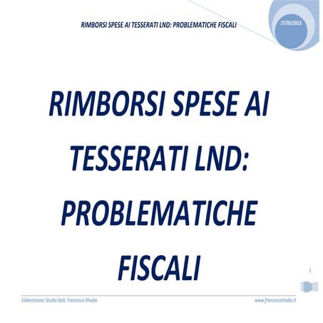 Rimborsi spese ai tesserati lnd   problematiche fiscali