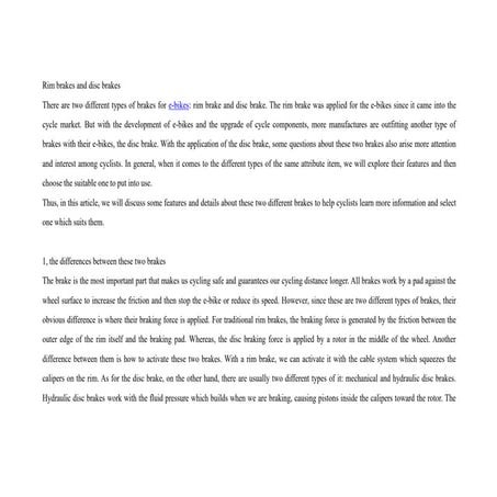 mechanical disc vs rim brakes