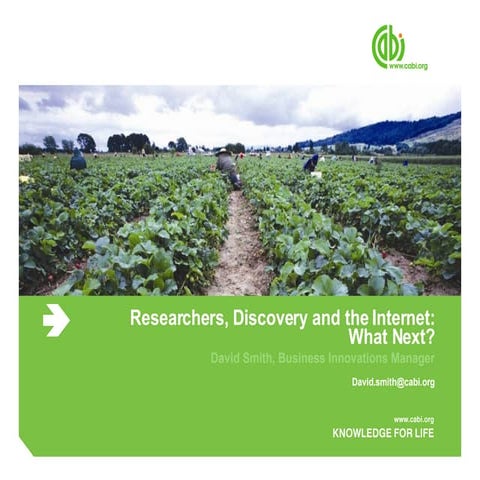 Researchers, Discovery and the Internet: What Next?