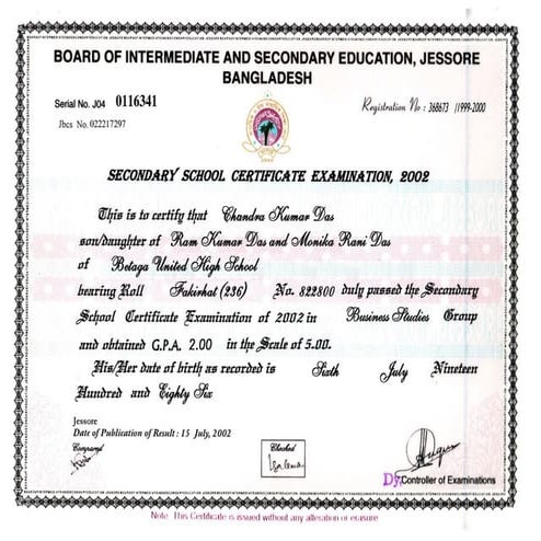 ssc certificate copy
