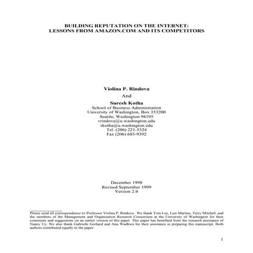 Rindova & Kotha 1998 Building Reputation On The Internet