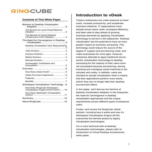 vDesk: Introduction to Desktop Virtualization
