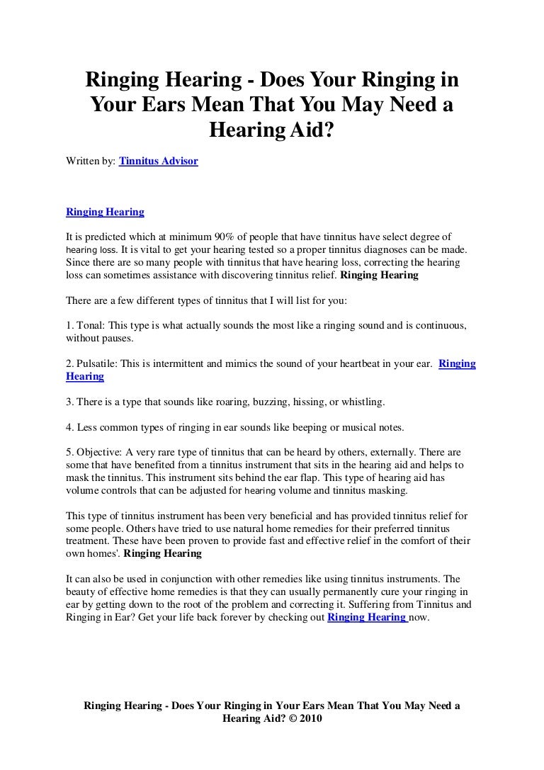 Ringing hearing does your ringing in your ears mean that you may ne…