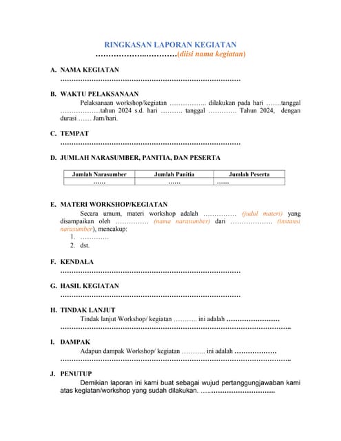 Contoh Kerangka Acuan Kerja (KAK) pengadaan barang jasa pemerintah | PDF