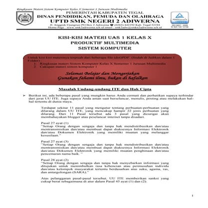 Materi Sistem Komputer Kelas X Semester 1