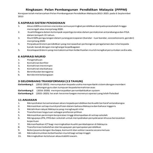 Ringkasan pppm 2013 2025