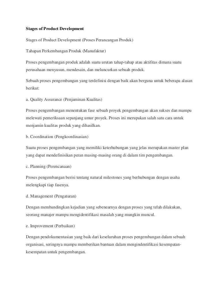 Ringkasan Product Development Dan Quality Assurance