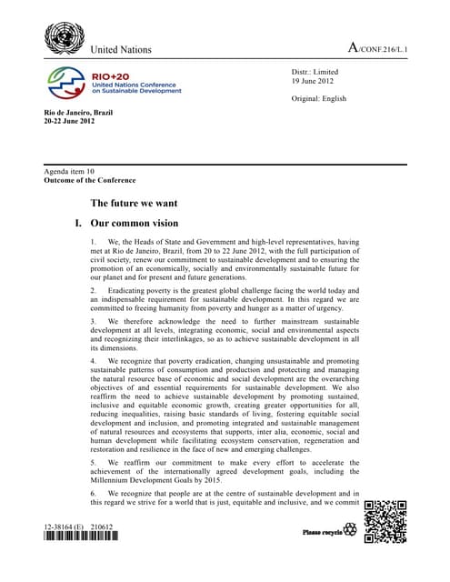 Rio 20   the future we want