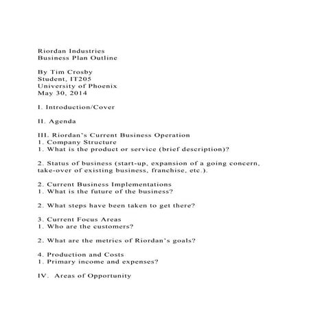 Riordan IndustriesBusiness Plan Outline By Tim CrosbyStu.docx