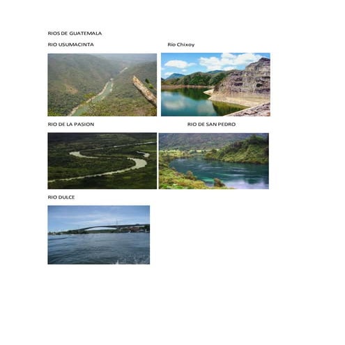 Rios, lagos, lugares turisticos y volcanes de guatemala en imagenes | DOCX
