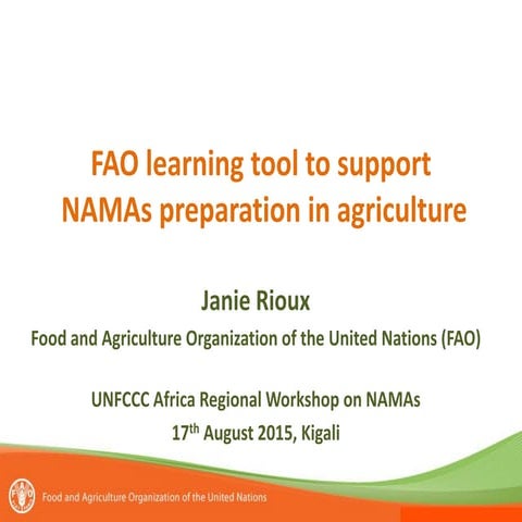 FAO learning tool to support NAMAs preparation in agriculture