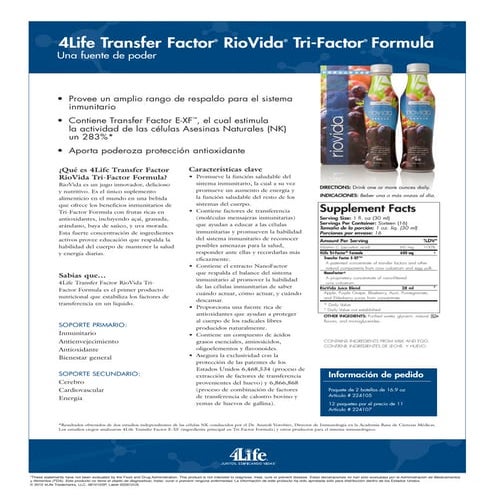 Ficha técnica Riovida de 4Life