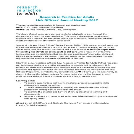 Research in Practice Programme 2017