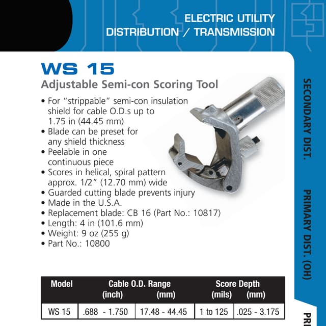Ripley Utility Tool WS 15 Adjustable Semi-Con Scoring Tool