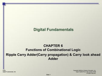 Ripple carry propagation or carry look ahead in DLD