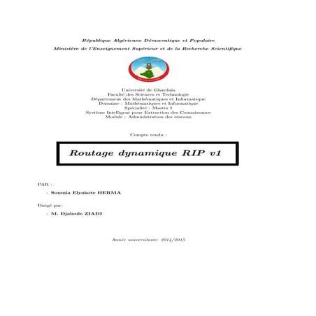 Compte rendu : Le routage dynamique RIP V1