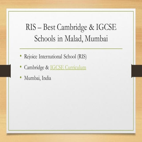 Rejoice International School (RIS) — One of the Best International ...