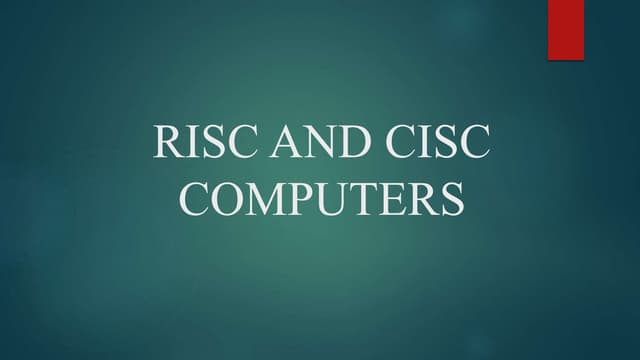 Risc and cisc computers