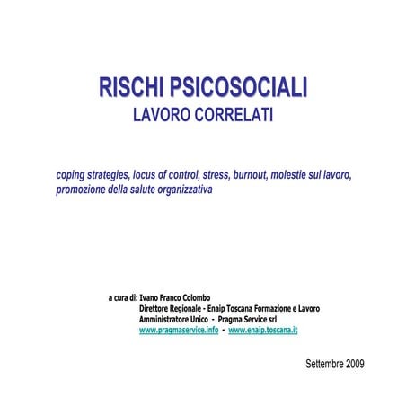 Rischi Psicosociali Lavoro Correlati | PPT