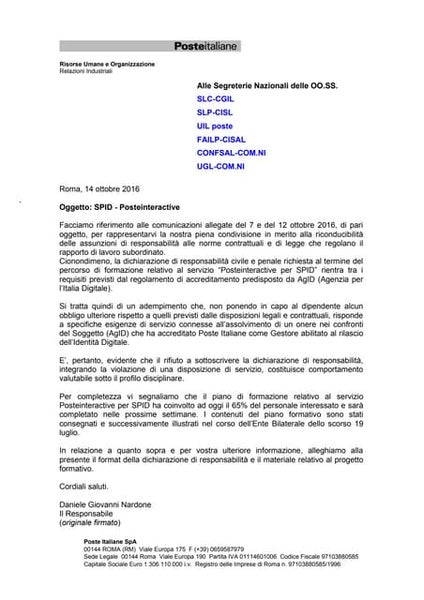 Lettera per Cessione Ramo di Azienda