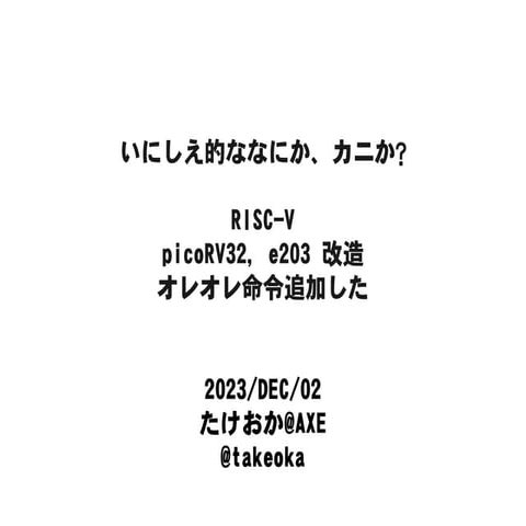 いにしえ的ななにか、カニか? RISC-V picoRV32, e203 改造 オレオレ命令追加した