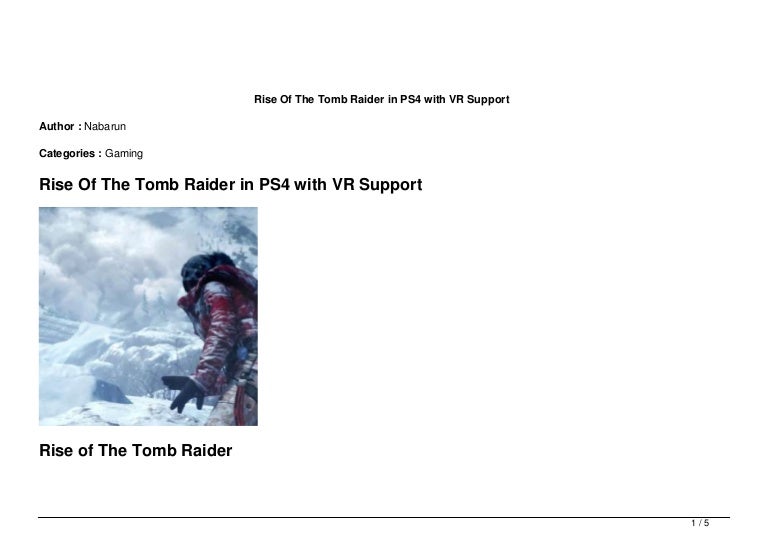 Lhostejnost Konflikt Validace Tomb Raider Ps4 Vr Stephenkarr Com