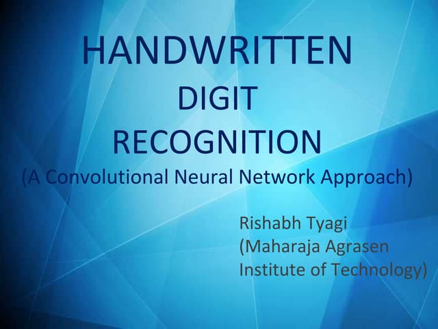Handwritten Digit Recognition(Convolutional Neural Network) PPT | PPTX
