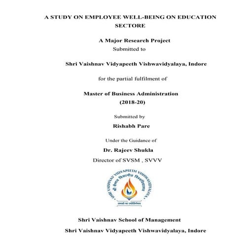 a sturdy on employee wellbeing on education sector