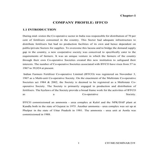 IFFCO training report