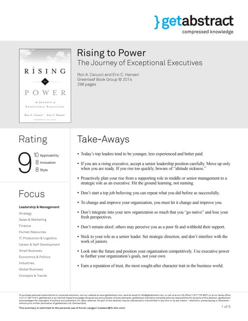 Rising to Power of Exceptional Executives