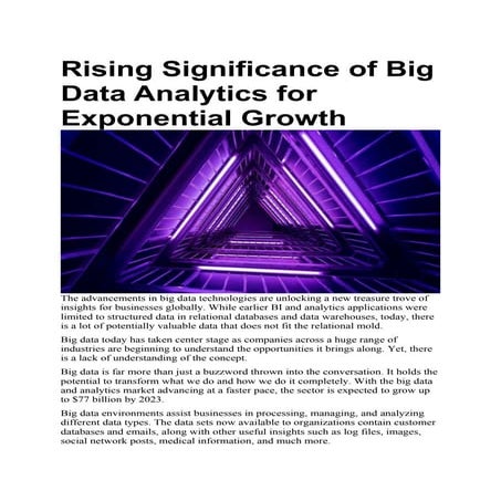 Rising Significance of Big Data Analytics for Exponential Growth.docx