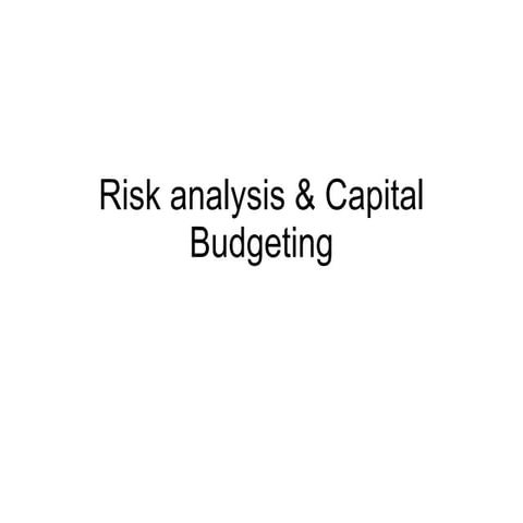 Risk Analysis & Capital Budgeting