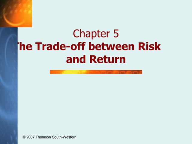 Risk And Return