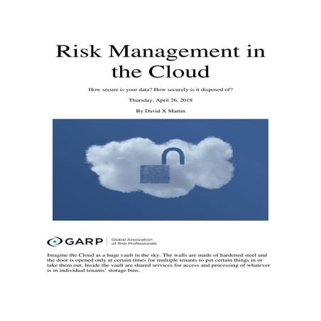 Risk Management in the Cloud