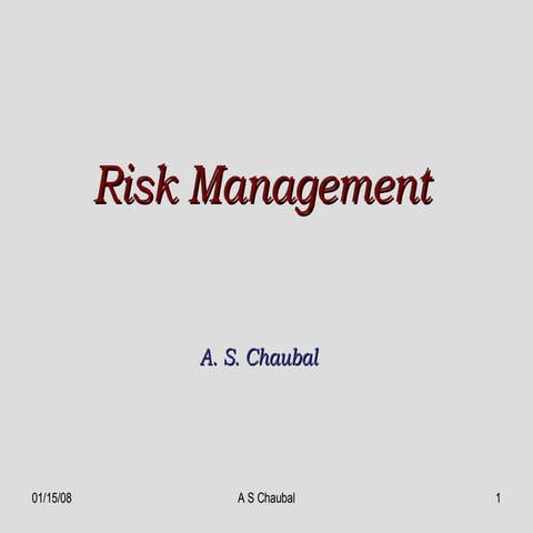 Risk Management Sir A. S. Chaubal