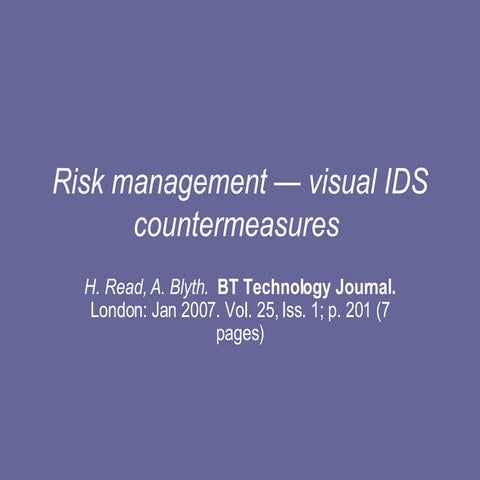 Risk Management — Visual Ids Countermeasures