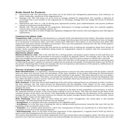 Risk project mgt, infra