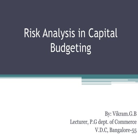 Risk analysis in capital budgeting