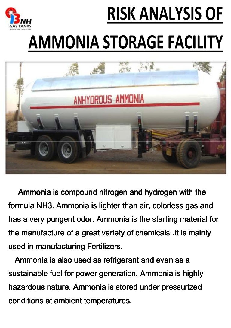 Risk analysis of ammonia storage facility