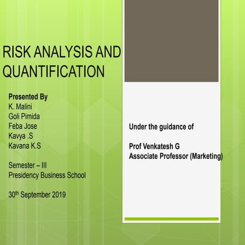 Quantification of Risks in Project Management